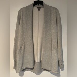 EUC Eddie Bauer Tunic Fleece Cardigan Wrap Fold Over Collar Lapel Thumbholes